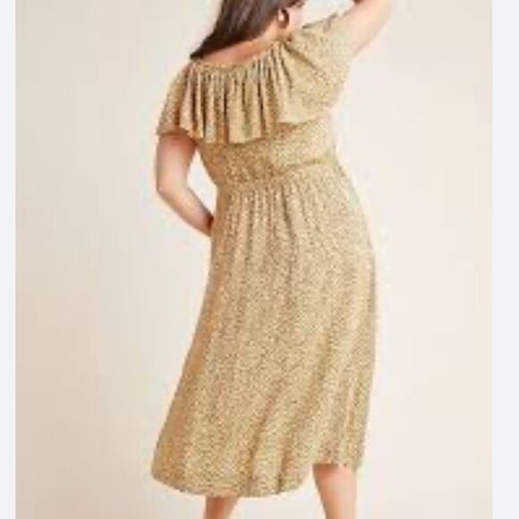 ANTHROPOLOGIE BOLONO CHEETAH PRINT BUTTON UP RUFFLE BELTED DRESS size 16W NWOT - Picture 4 of 7